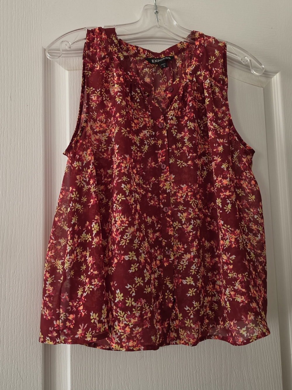 Express Women's Red Floral Sleeveless Blouse